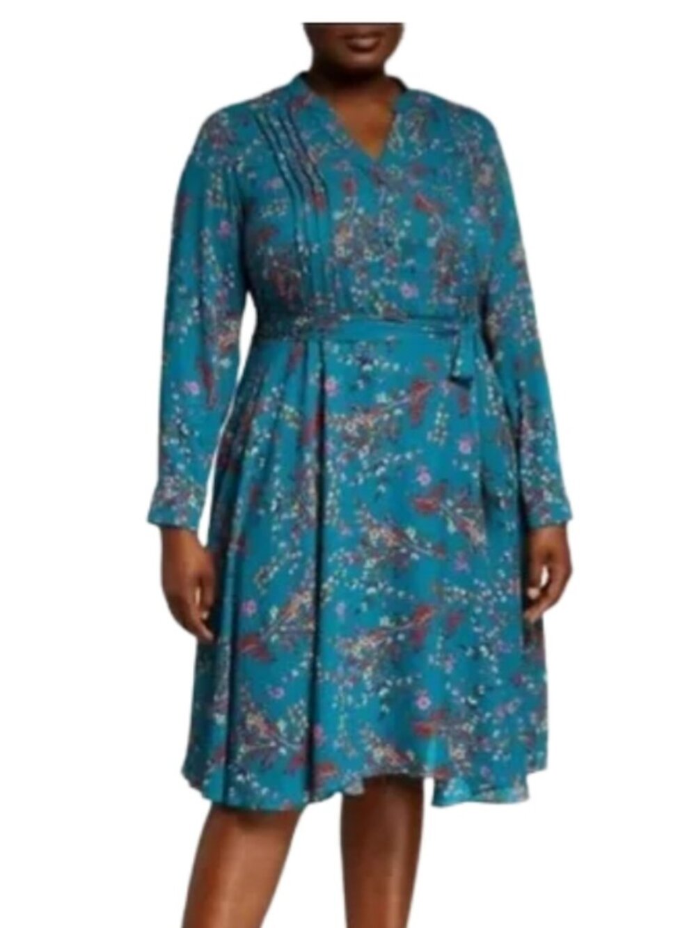 Nanette Lepore Floral Midi Teal Belted Dress Dress New #156